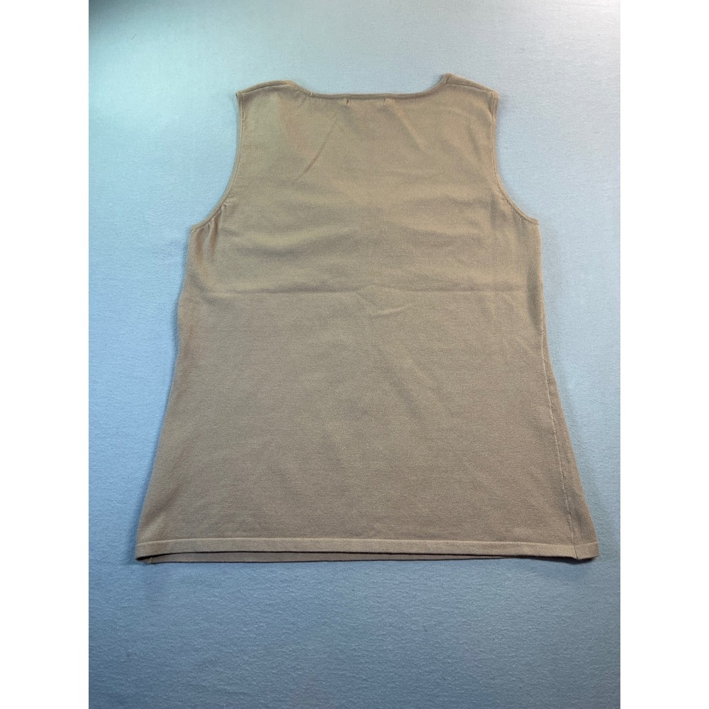 Style & Co Womens Large Tan Sleeveless Sweater Tank Top O-Ring Ruched Front - Picture 6 of 6